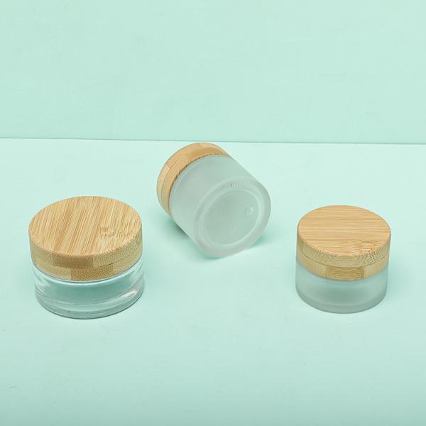 Frasco de creme cosmético de vidro de empacotamento 30g do creme de cara com o tampão de bambu do parafuso