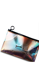 Cosmetic Pouch Carry On Airport Airline Compliant Bag for Women Men Girls Boys, Quart Sized with Zipper, Rose Gold pack