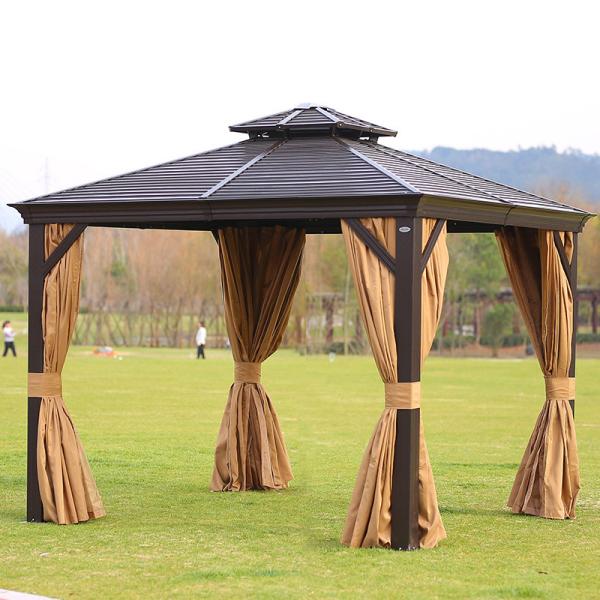 Outdoor Hardtop Gazebo  Aluminum Gazebo Galvanized Steel Metal Double Roof