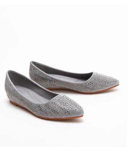 BS161 Wedge Heel Single Shoes Women'S Mid-Heel New Style Pressure Drill Inner Increase Women'S Shoes One Foot Large Size