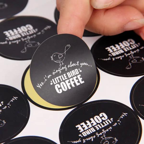 Luxury Gold Foil Stamp Stickers Black Round Custom Printing Logo Stickers