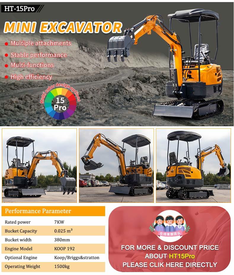 HT10L Wheeled Mini Excavator with 10KW Rated Power