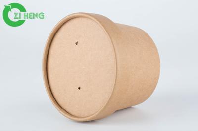 350ml Sturdy Kraft Biodegradable Soup Cups Thick Wall For Yoghourt 6 Colors