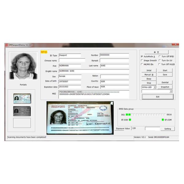 MEPR100 Full Page Passport Scanner Document Reader ID Card Reader Identification by OCR/MRZ With White Light Infra-red and UV