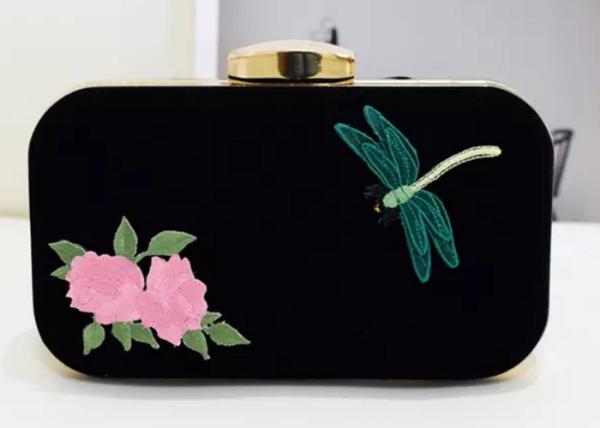 Retro Peony Flower Embroidered Shoulder Bag , Dragonfly Pattern Personalised Clutch Bag