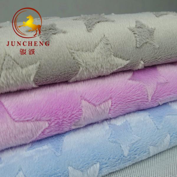 2018 hot sale 3mm brushed embossed star design minky fabric manufacturer