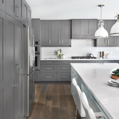 Classical Solid Wood Grey Shaker Kitchen Cabinets Sets For Room Furniture