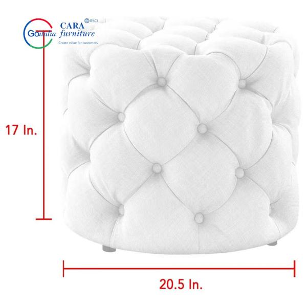 BB2010 Most Popular Home Furniture Soft Blue Round Fabric Bed End Stool Ottoman Bench Bedroom