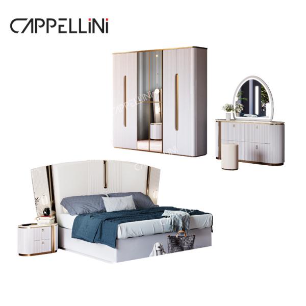 Modern Villa White Wooden King Size Bed Bedroom Sets Home Double Queen Luxury Wood Full Bedroom Furniture Set