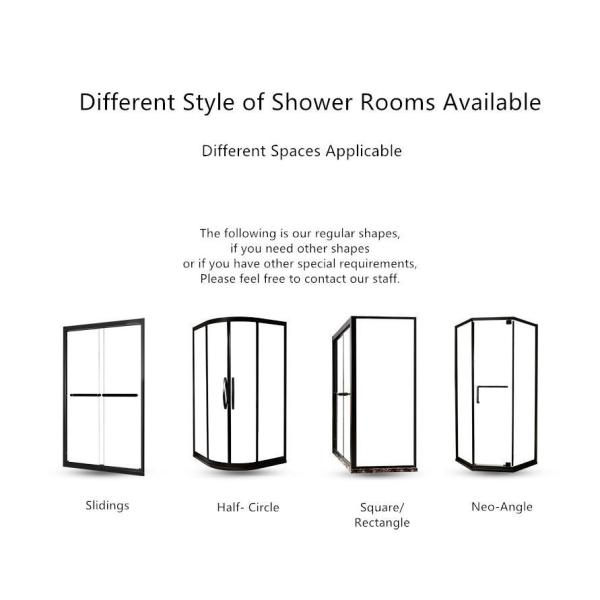Sliding Swing Door Shower Room Doors for Custom Made Half Round Matte Black Enclosure