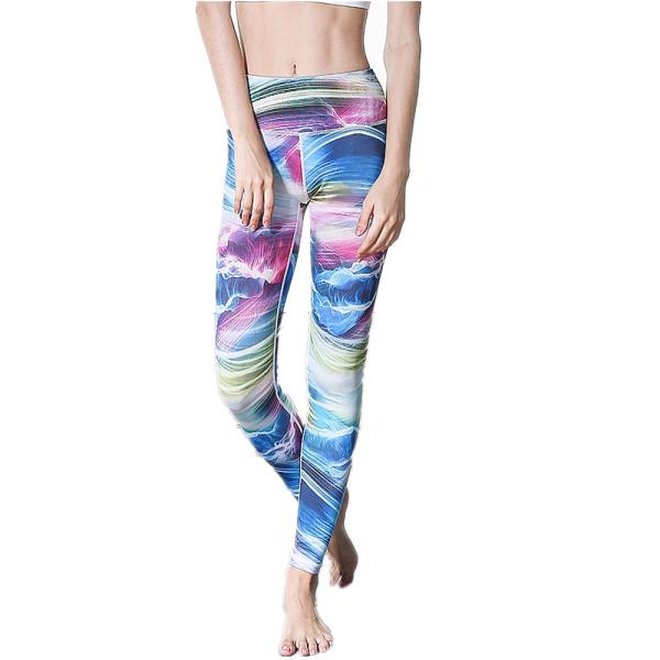 CPG Global Women's Fitness Legging Sport Running Pants Yoga  Watercolor Blue Print  High Quality HK16