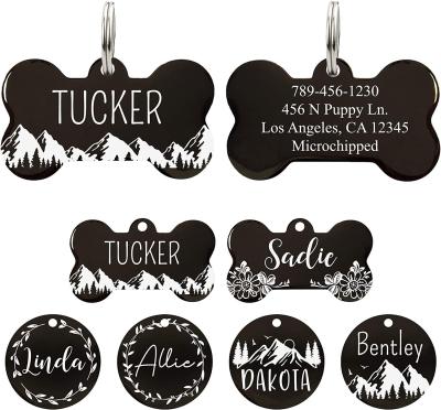 Customized Logo Sublimation Engraved Black Stainless Steel Dog Tags For Pets Rustproof