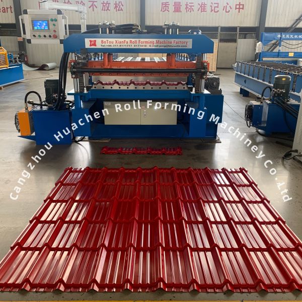 CE Standard Glazed Tile Roll Forming Machine with 12 Stations and Chain Drive for Steel Roofing Sheets