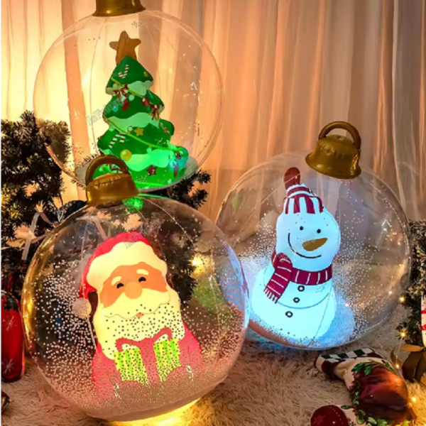 24-inch inflatable Christmas ball, Christmas inflatable LED light ball, Santa Claus, snowman festival elements