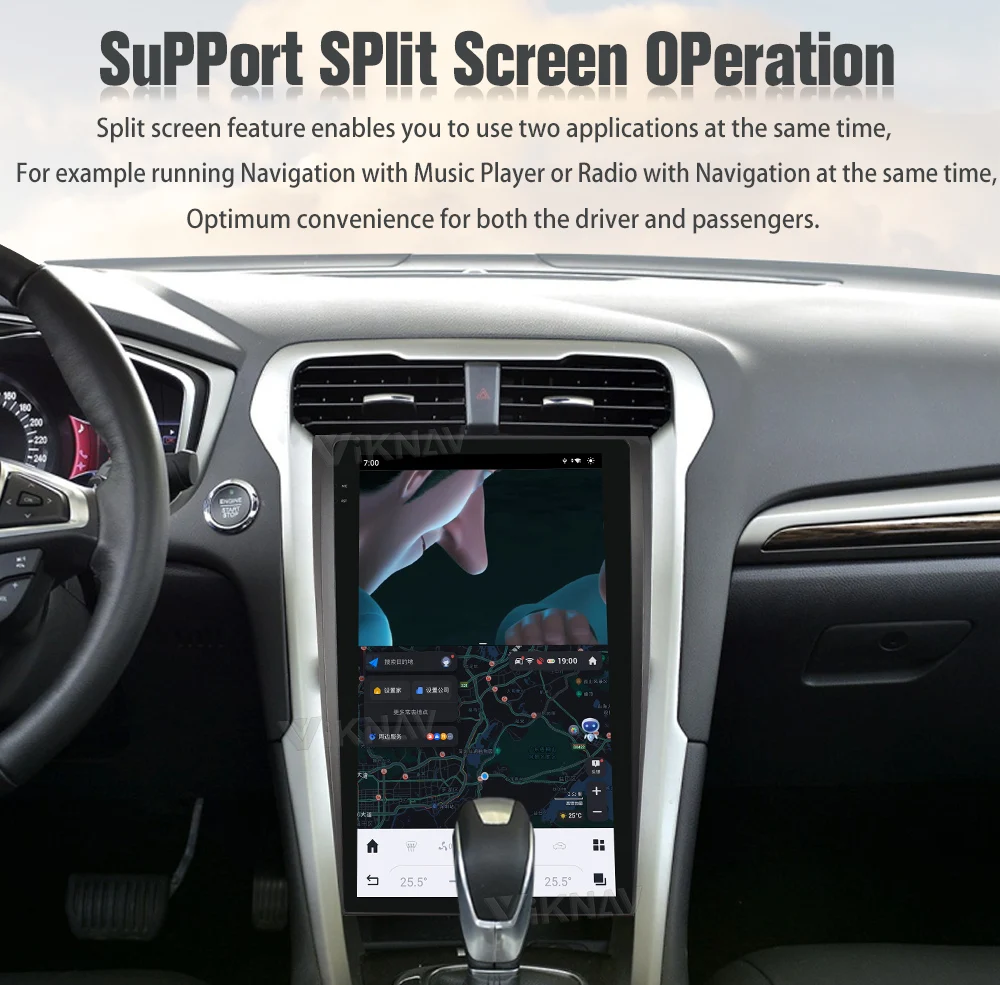 Viknav 13,6 дюйма Android Автомобильное радио Для Ford Mondeo 2013-2021 Мультимедийный проигрыватель GPS Навигационный головной блок Беспроводное Carplay
