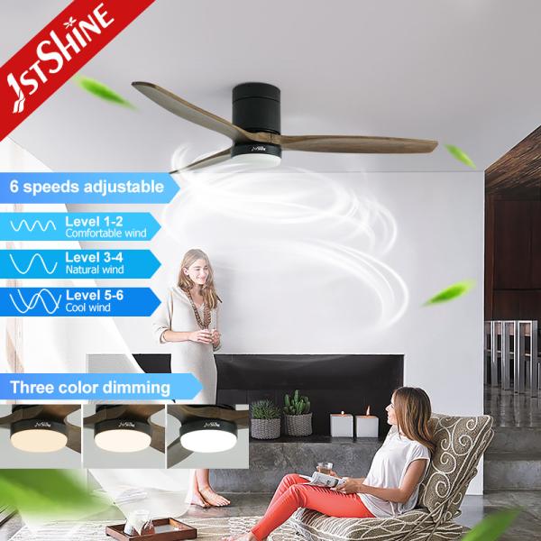 Modern Design Home Office 52 polegadas de lâmina de madeira Dimmable LED ventilador de teto com controle remoto