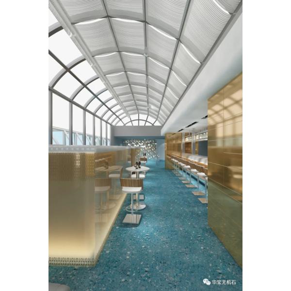 Customized Blue Terrazzo Flooring Artificial Inorganic Stone Tile Outdoor Indoor