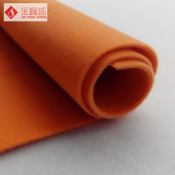 Short Pile Double Faced Fabric , Jewelry Boxes Orange Flocked Velvet Upholstery Fabric