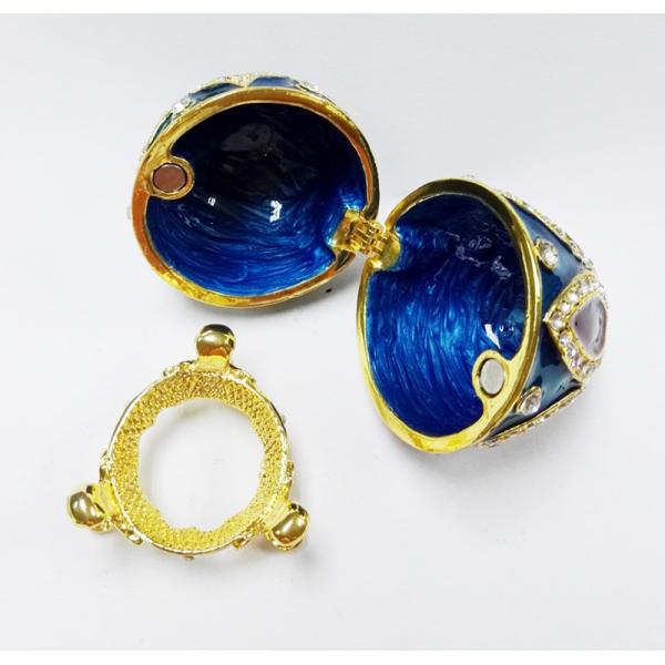 Enamel Faberge Easter Egg Jewelry Box Metal Enameled Painted Easter Egg Jewelry Trinket Box Organizer Home Decoration