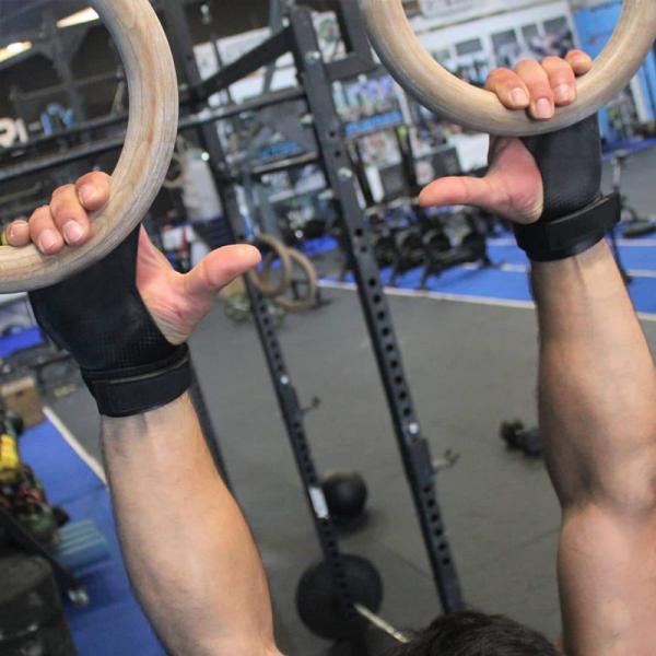 Fitness safety gym equipment carbon leather 3 holes calleras crossfit hand grips