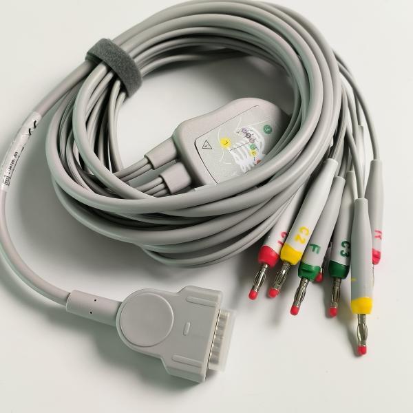 Electrocardiogram Machine Integrated 12 Lead Wire With 15 Pins European Standard IEC Banana Head 4.0