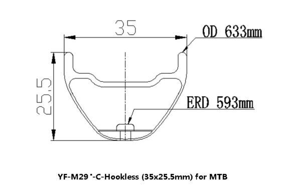 top quality MTB Hookless Rim 29er 35mm width 25.5mm depth carbon rims Hookless CarbonTires MTB wheels 24/28/36/32h