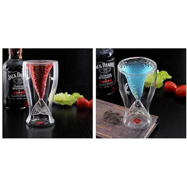 Transhome Mermaid Glass 100ml Vodka Shot Glass Cup Beer Mug Creative Novelty Crystal Double Wall Transparent Mermaid Sho
