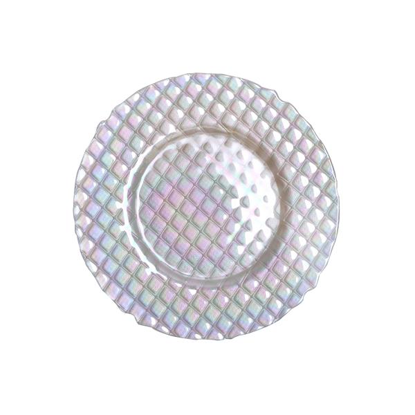 13 Inch Handmade Luster Glass Charger Plates Electroplating