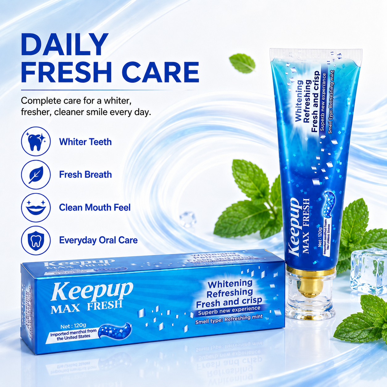 Custom Teeth Whitening Toothpaste Natural Mint Fluoride Free Pate Dentifrice Blanchissant Removes Odor Protects Tooth Enamel