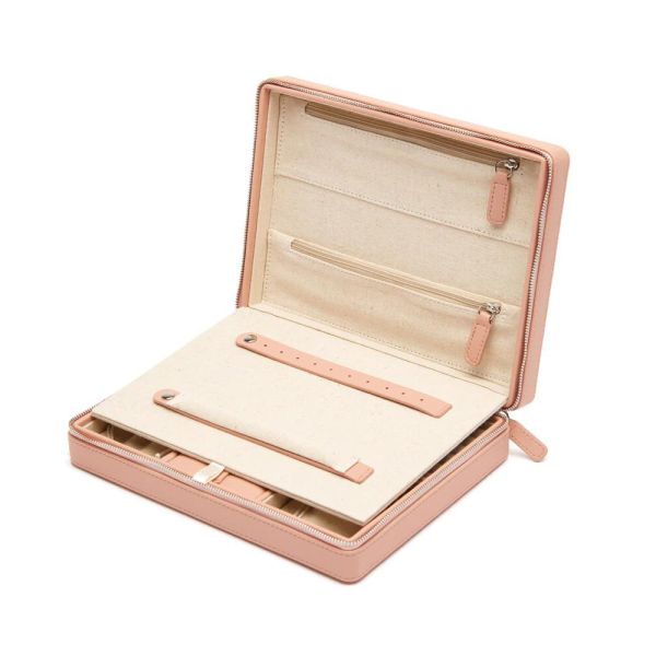 OEM Luxury Large Leather Jewelry Case With Mirror Pouch Bag Packaging Gift Display