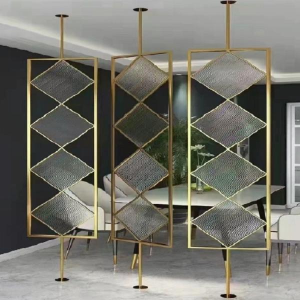 Home Interior Standing Metal Room Divider Round Metal Glass Room Divider