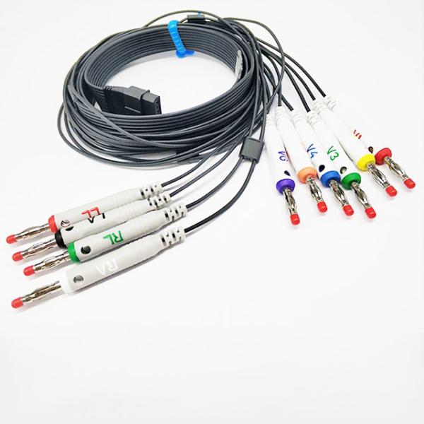 One Piece Schiller Ecg holter  Cable Black Color Minigrabber Test Clip To Banana Plug
