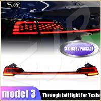 Através da montagem de luz traseira para Tesla Modelo 3 19-22 Reequipamento de carro Reequipamento com direção de água em funcionamento
