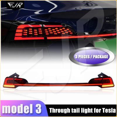 Através da montagem de luz traseira para Tesla Modelo 3 19-22 Reequipamento de carro Reequipamento com direção de água em funcionamento