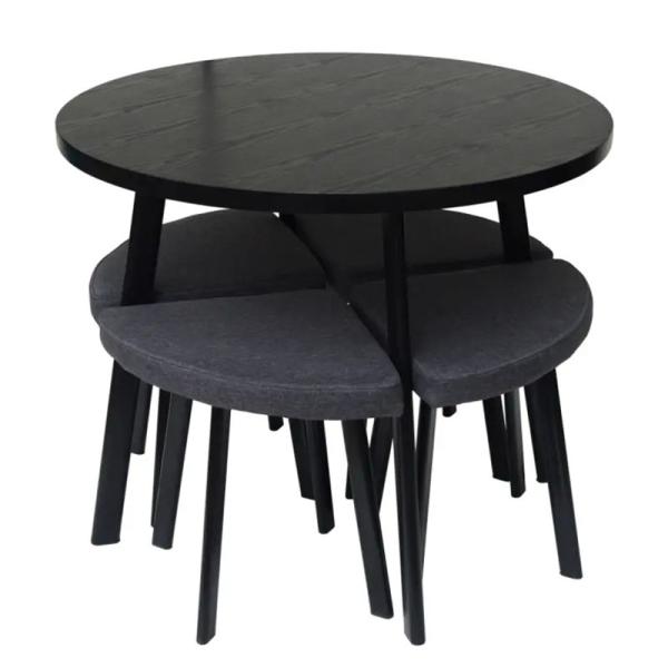 Customizable American Gray Black 4 Chair Dining Set Home furnishings