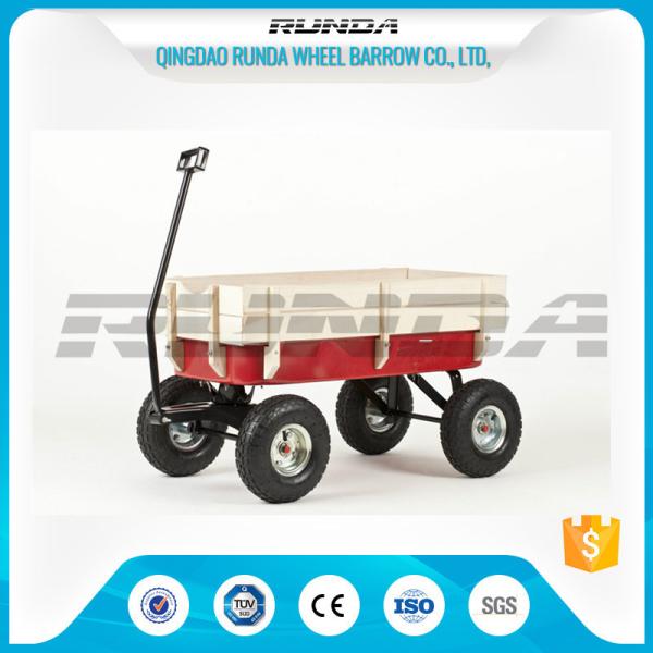 Light Duty Garden Mesh Cart 21kg , Red Color Steel Garden Wagon 10inches Wheel