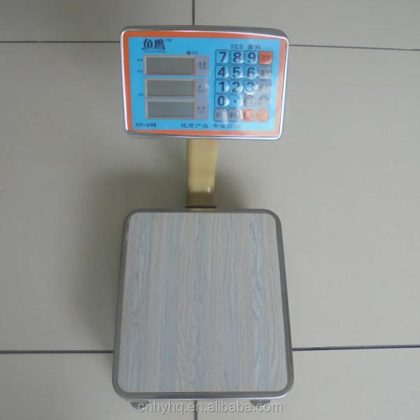 LCD Back Light 100kg Electronic Platform Scale TCS-608 in Stainless Steel for Accurate Weighing Results