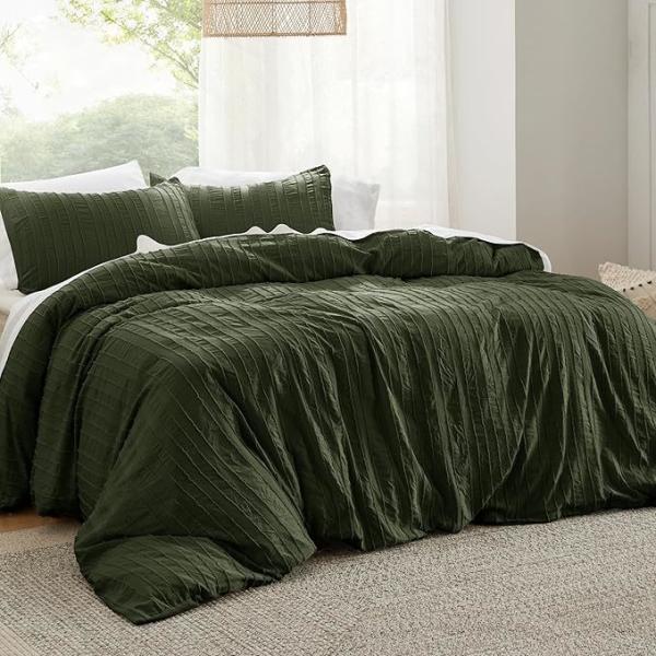 Striped Boho Duvet Cover - 3 Pieces Shabby Chic Tufted Boho Bedding Set For All Seasons
