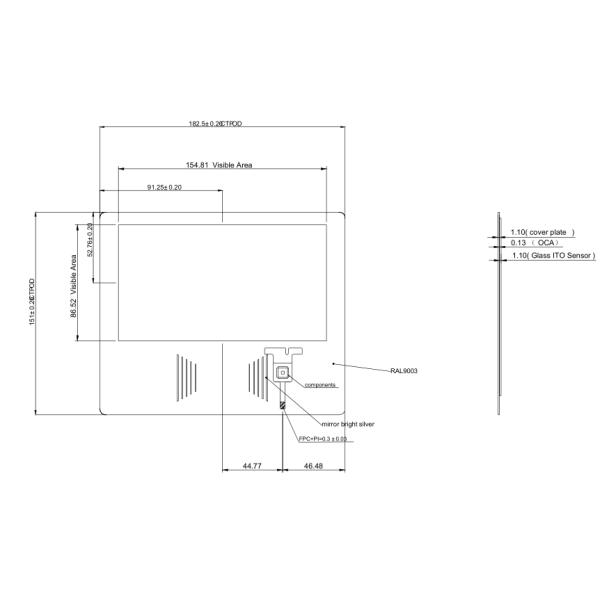 1024x600 ставит точки угол наблюдения 7 IPS штырей касания 50 модуля дюйма TFT LCD полный