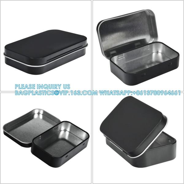 Metal Rectangular Empty Hinged Tins - Pack Of 40 Silver Mini Portable Box Small Storage Kit & Home Organizer With Lids