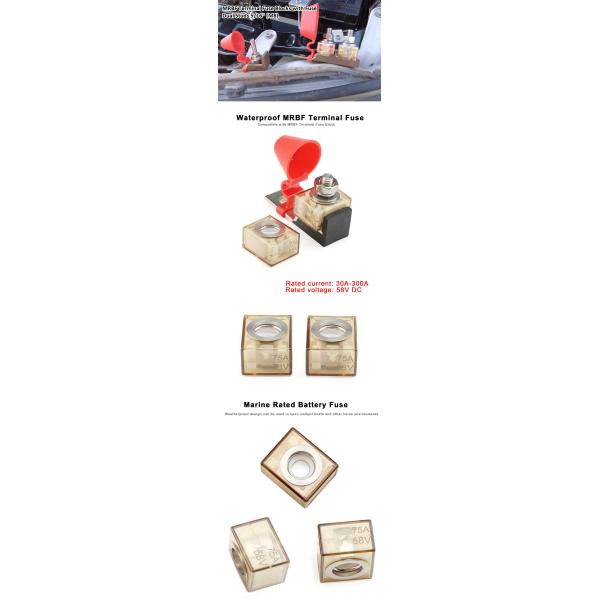Ignition Protected Marine Rated Battery Terminal Fuse 58VDC Maximum IP66 Waterproof 30A-300A Loads