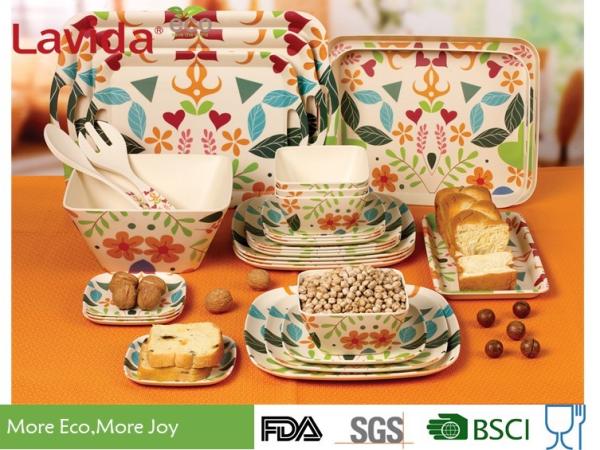 Long Last Print Bamboo Fiber Dinnerware , Custom Made Bamboo Dinnerware Dishwasher Safe
