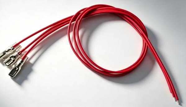4.8/6.3mm Crimp Spade Terminal Cable With Clear Insulating Sleeve, Red Lead