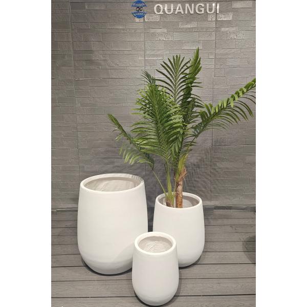 Pot de fleur rond en fibre d'argile, design minimaliste moderne, grand format, écologique, vente en gros, promotion, pour sol, suspension, utilisation en centre commercial