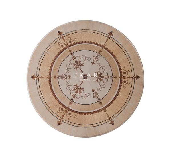 Luxury Shell Decoration Round Shaped Ash Wooden Dining Table