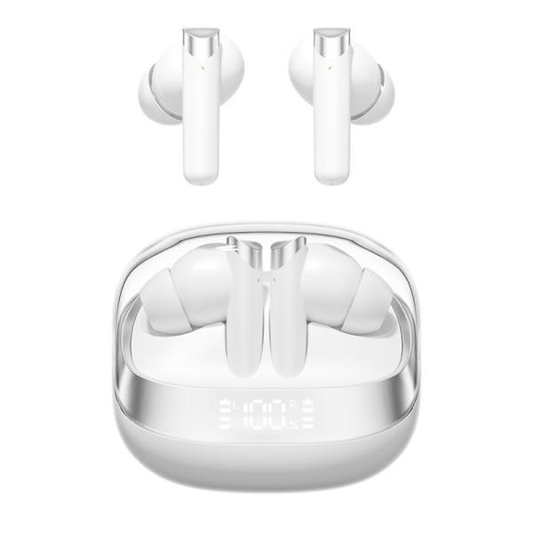 ETEK Wireless Earphones Bluetooth 5.4 ANC Earphone F10 Copper Ring Speaker 300mAh Case Black White Complexion