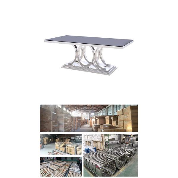 Rectangular Black Modern Glass Top Stainless Steel Coffee Table For Living Room