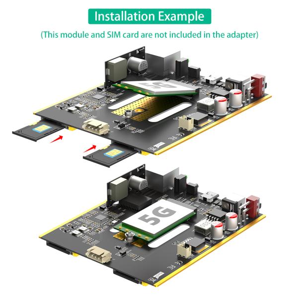 NGFF(M.2) 4G/5G Module To Type C Adapter With POE Module And Dual SIM Card Slot And RJ45 Port, Realtek RTL8125BG Controller