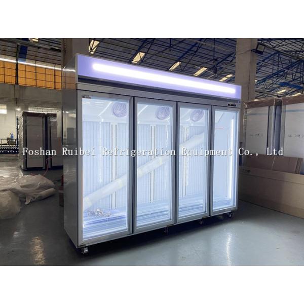 Commercial 4 Doors Upright Beverage Display Refrigerator Glass Door Cooler
