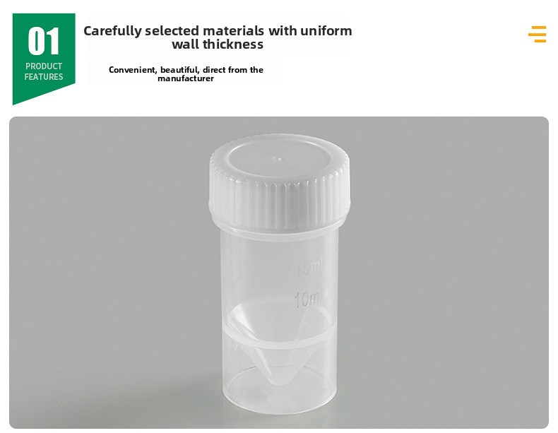 10ml 15ml 50ml Lab Sterile High Speed Self Standing Conical Plastic Centrifuge Tube Cryo Size